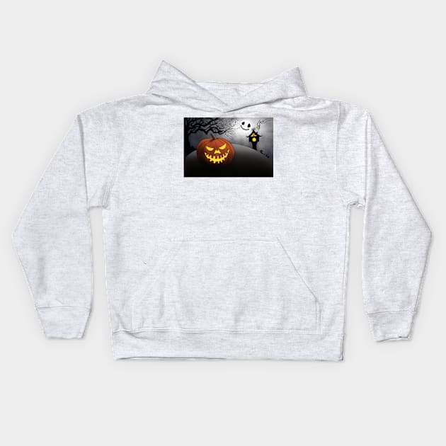 Halloween Night Landscape Kids Hoodie by Funky Chik’n